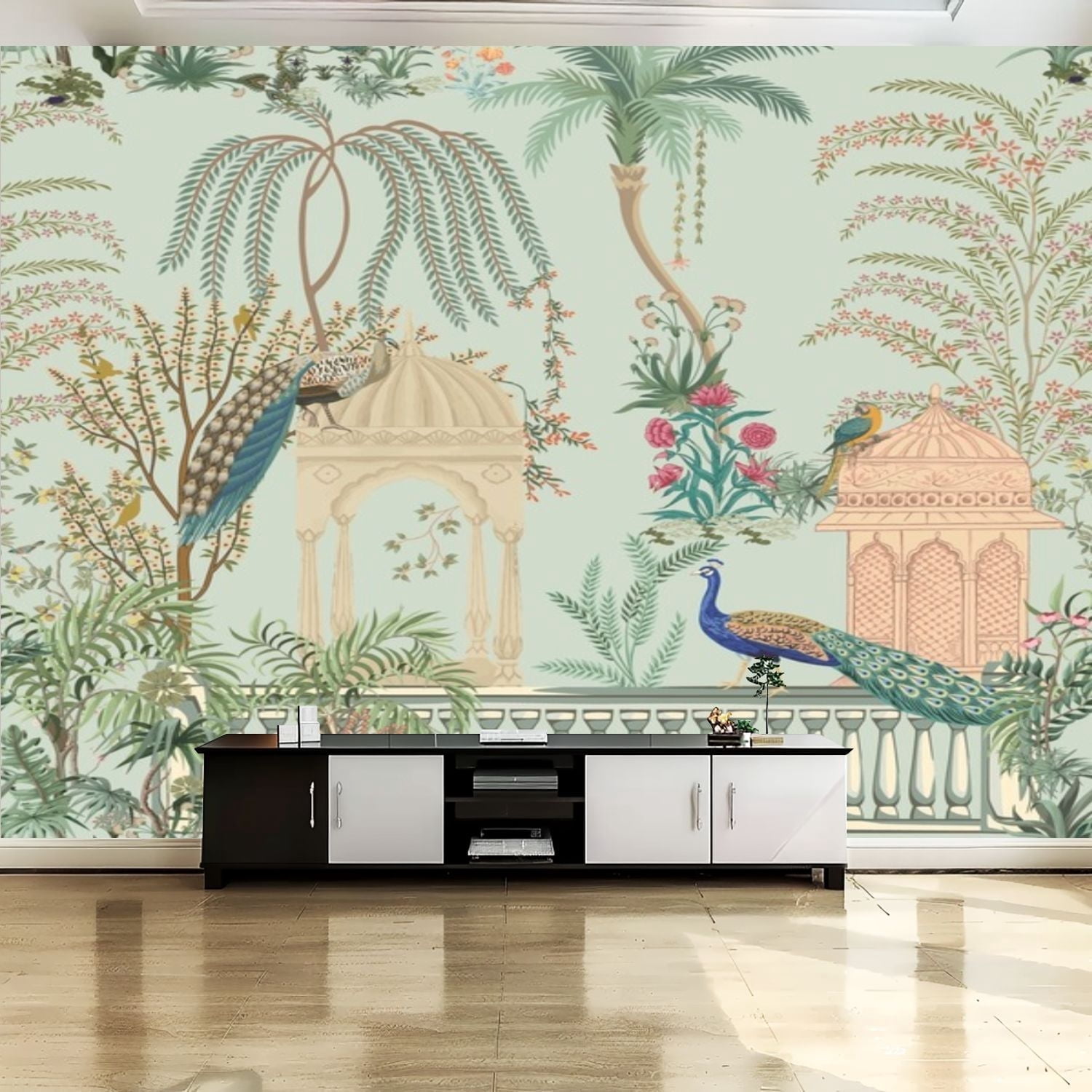 Peel and Stick Canvas Wallpaper Wall Mural Traditional Mughal garden ...
