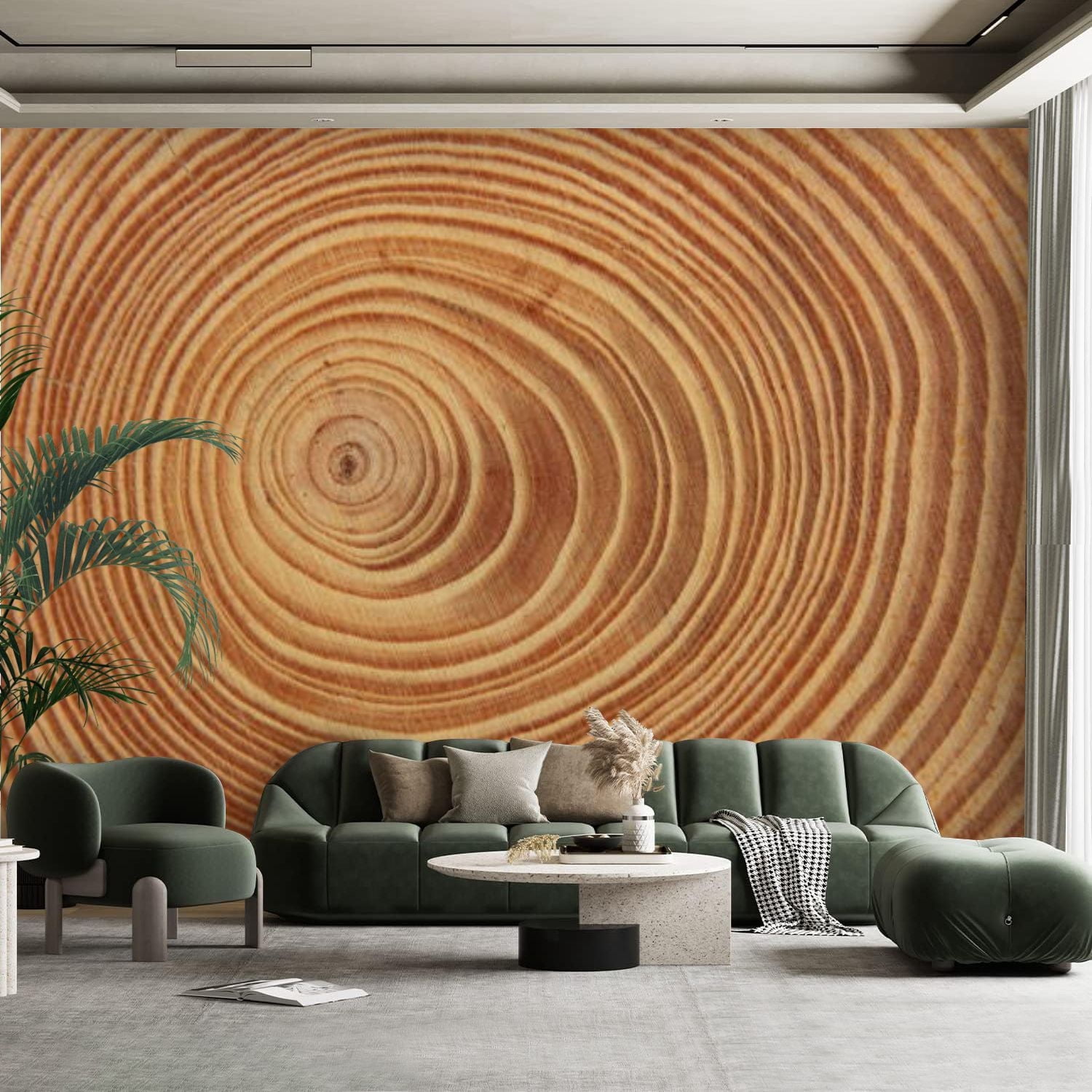 Tree Stump Rings Mural Peel and Stick Canvas Wallpaper Wall Mural Tree stump tree ring wood ...
