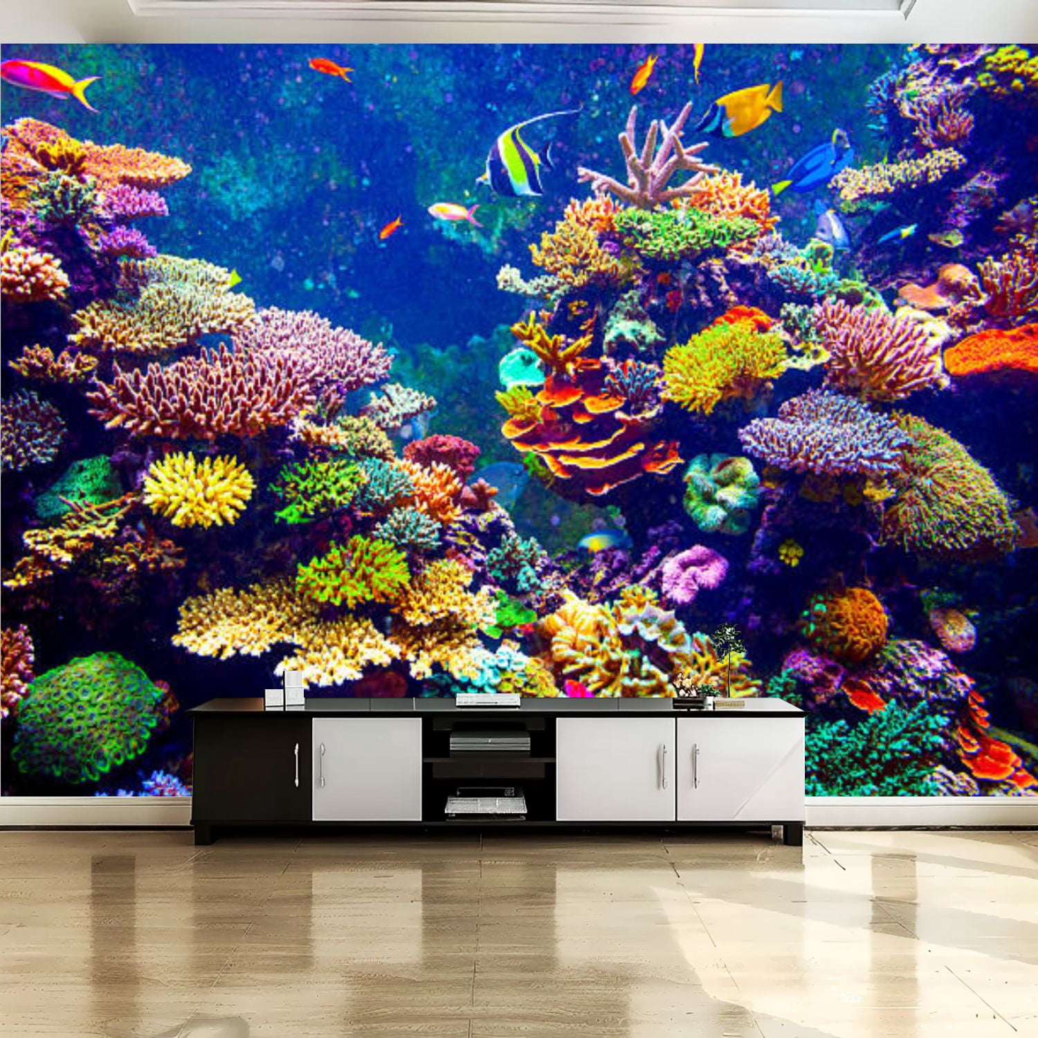 Peel and Stick Canvas Wallpaper Wall Mural Tropical Fish Wall Art Self ...