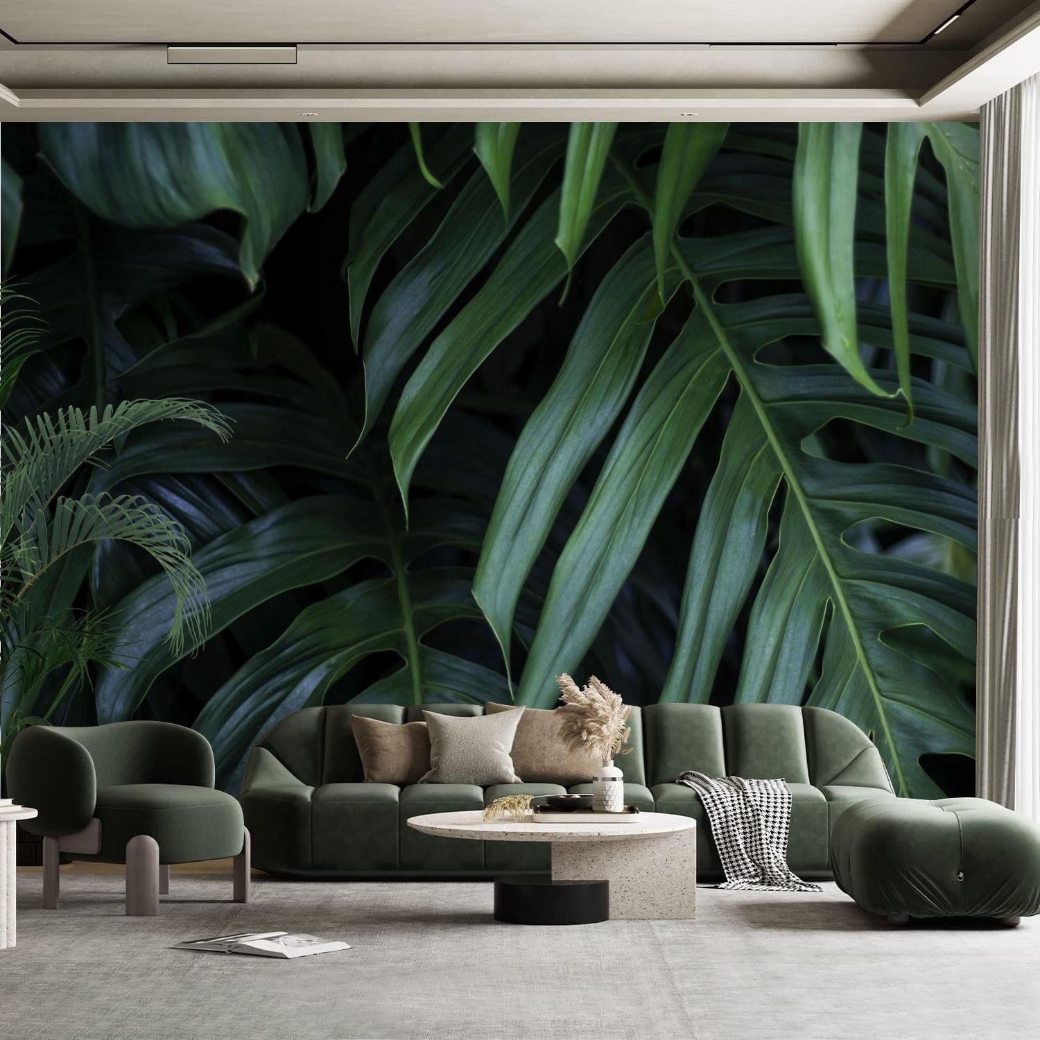 Photo inspiration: Gallery Detail: Peel And Stick Canvas Wallpaper Wall Mural Tropical Green Leaves