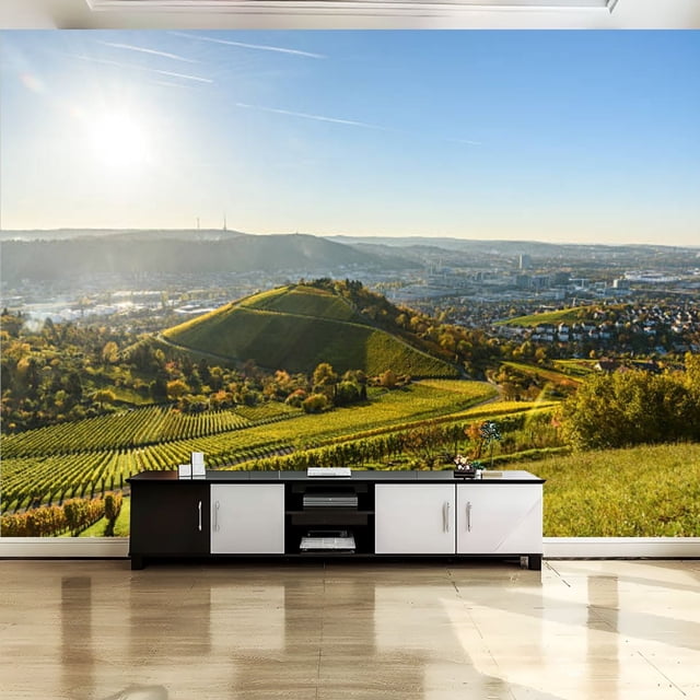Peel and Stick Canvas Wallpaper Wall Mural Vineyards beautiful wine ...