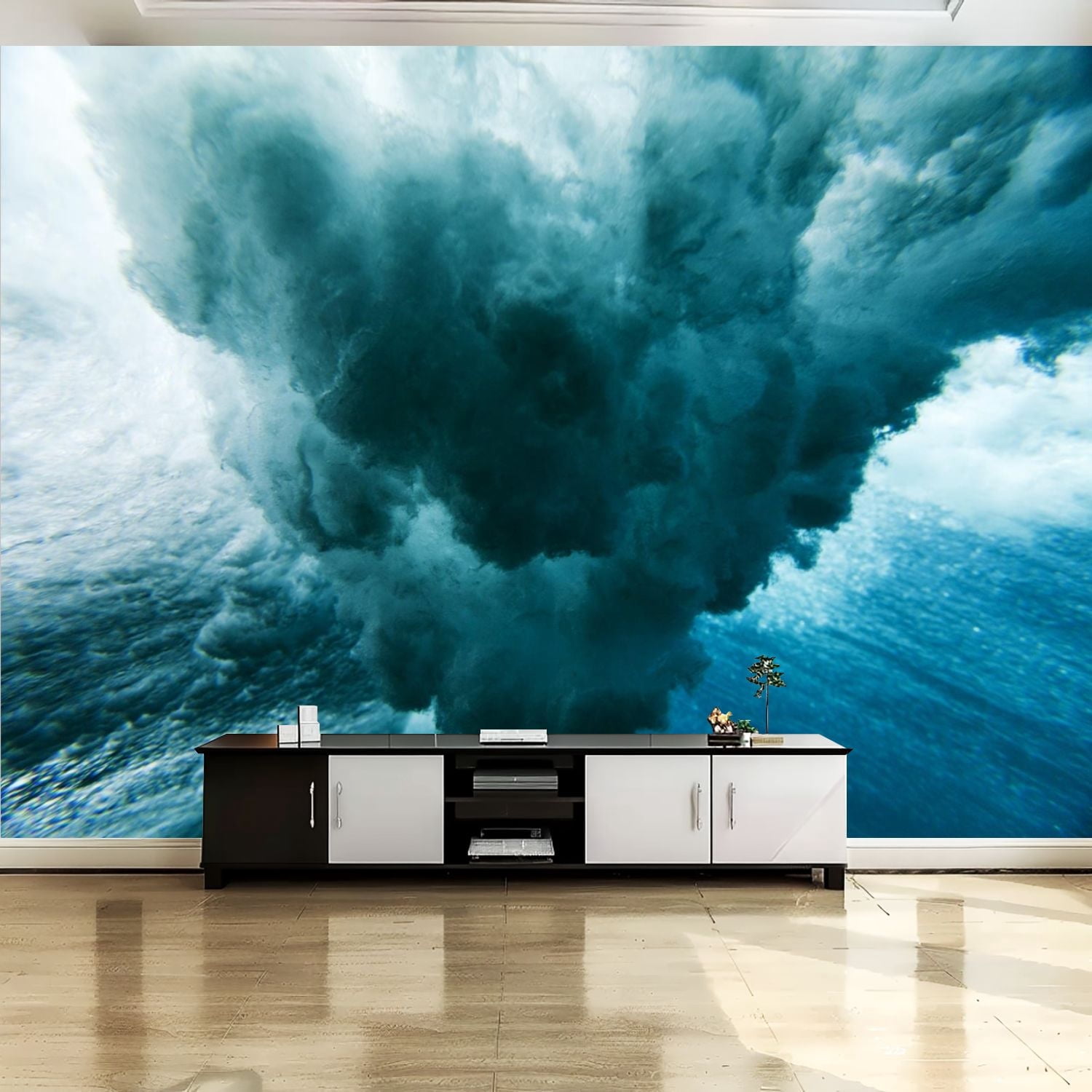 Peel and Stick Canvas Wallpaper Wall Mural Wave crashing underwater ...