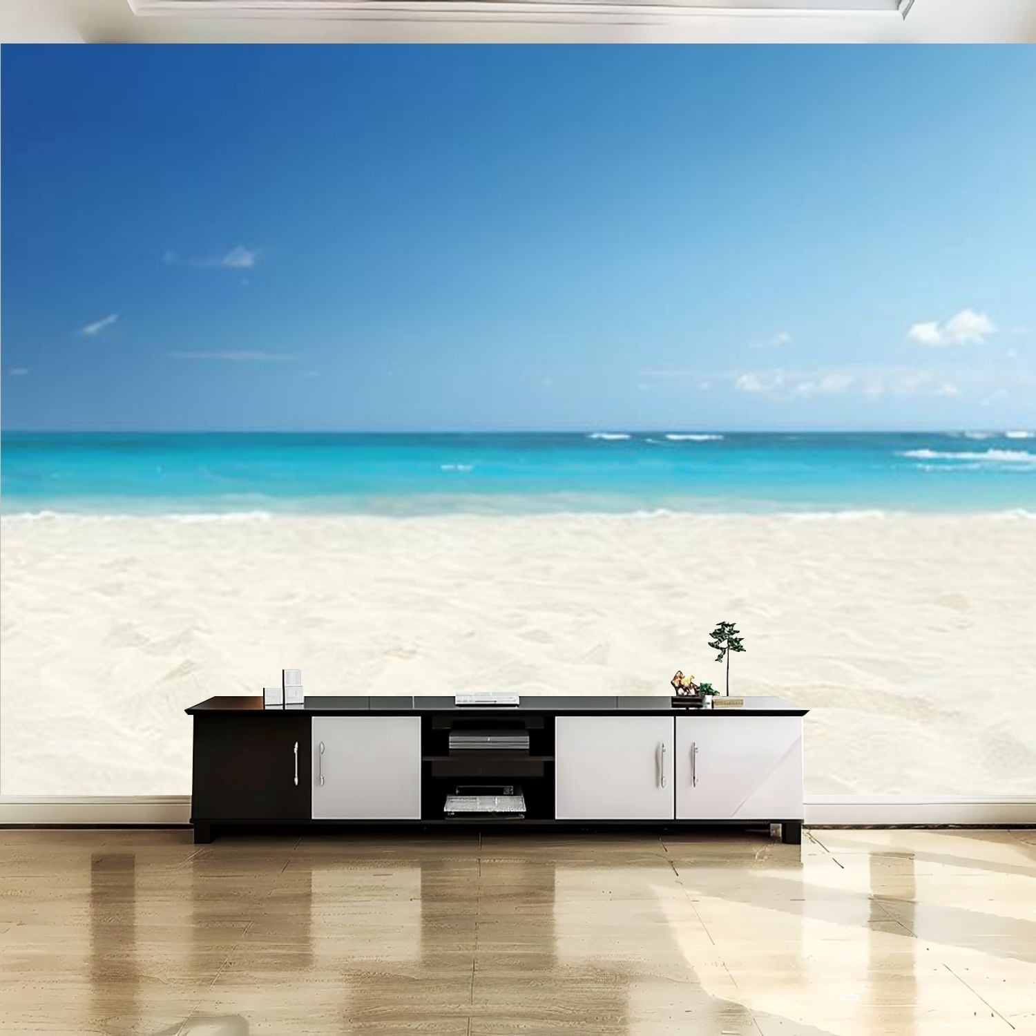 Peel and Stick Canvas Wallpaper Wall Mural Wave sea sand beach Wall Art ...