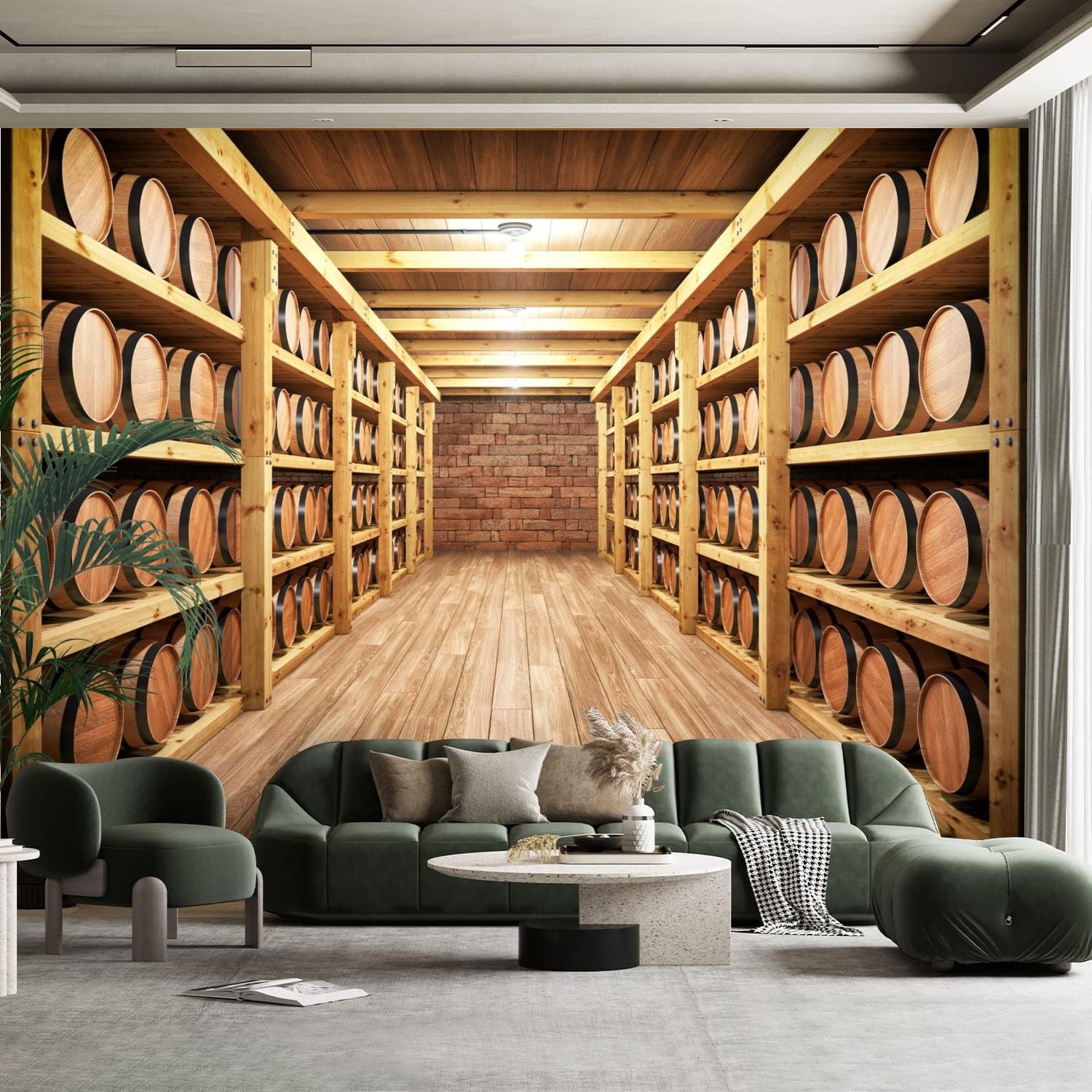 Peel and Stick Canvas Wallpaper Wall Mural Whiskey Wine Cellar Wall Art ...