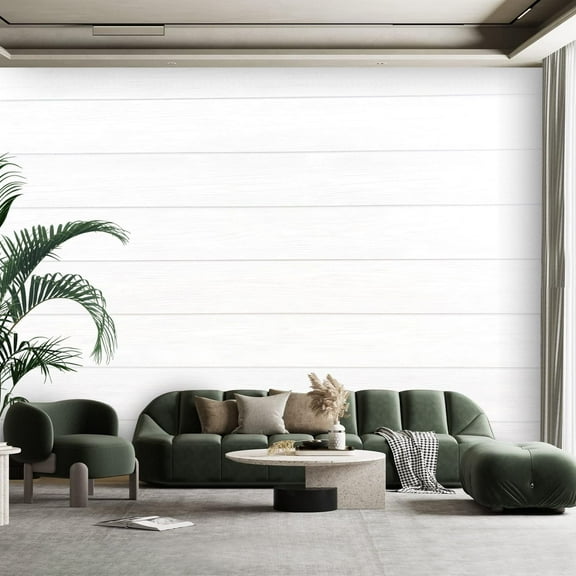 Peel and Stick Canvas Wallpaper Wall Mural White Shiplap Wall Texture Wall Art Self Adhesive and Removable 100in x 144in