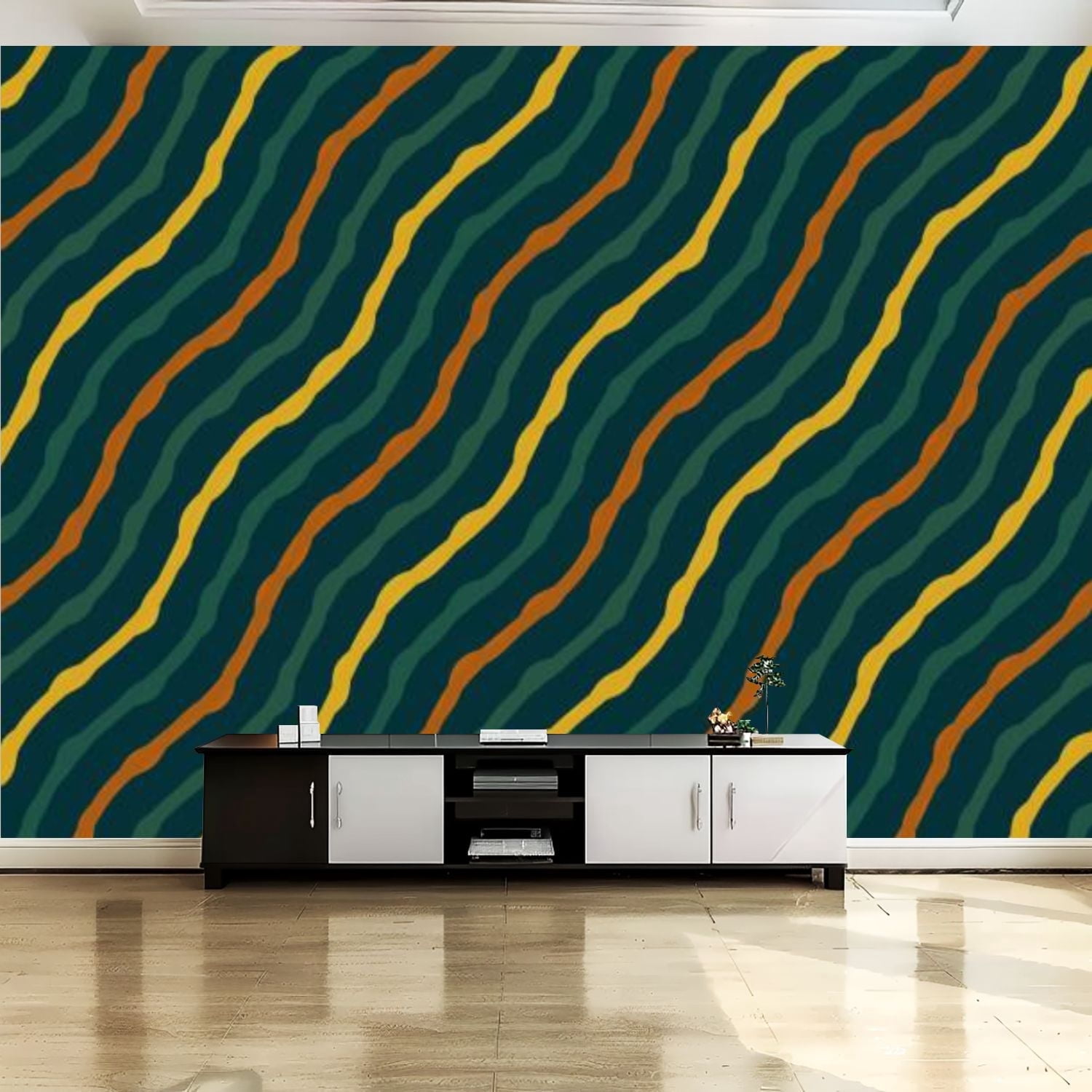 Peel and Stick Canvas Wallpaper Wall Mural abstract colorful curvy ...