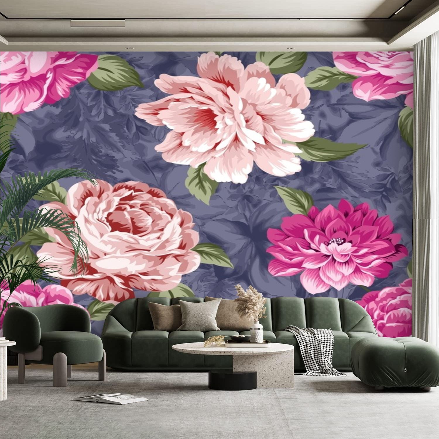 Peel and Stick Canvas Wallpaper Wall Mural abstract watercolor flower ...