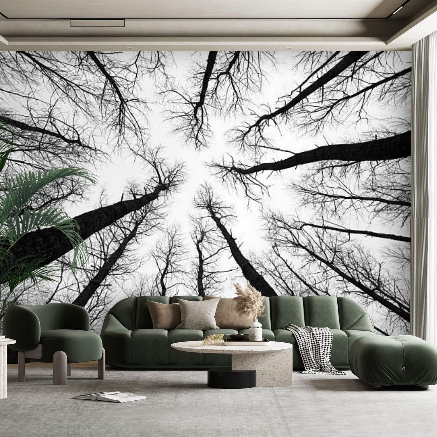 Peel and Stick Canvas Wallpaper Wall Mural aspen trees winter black ...