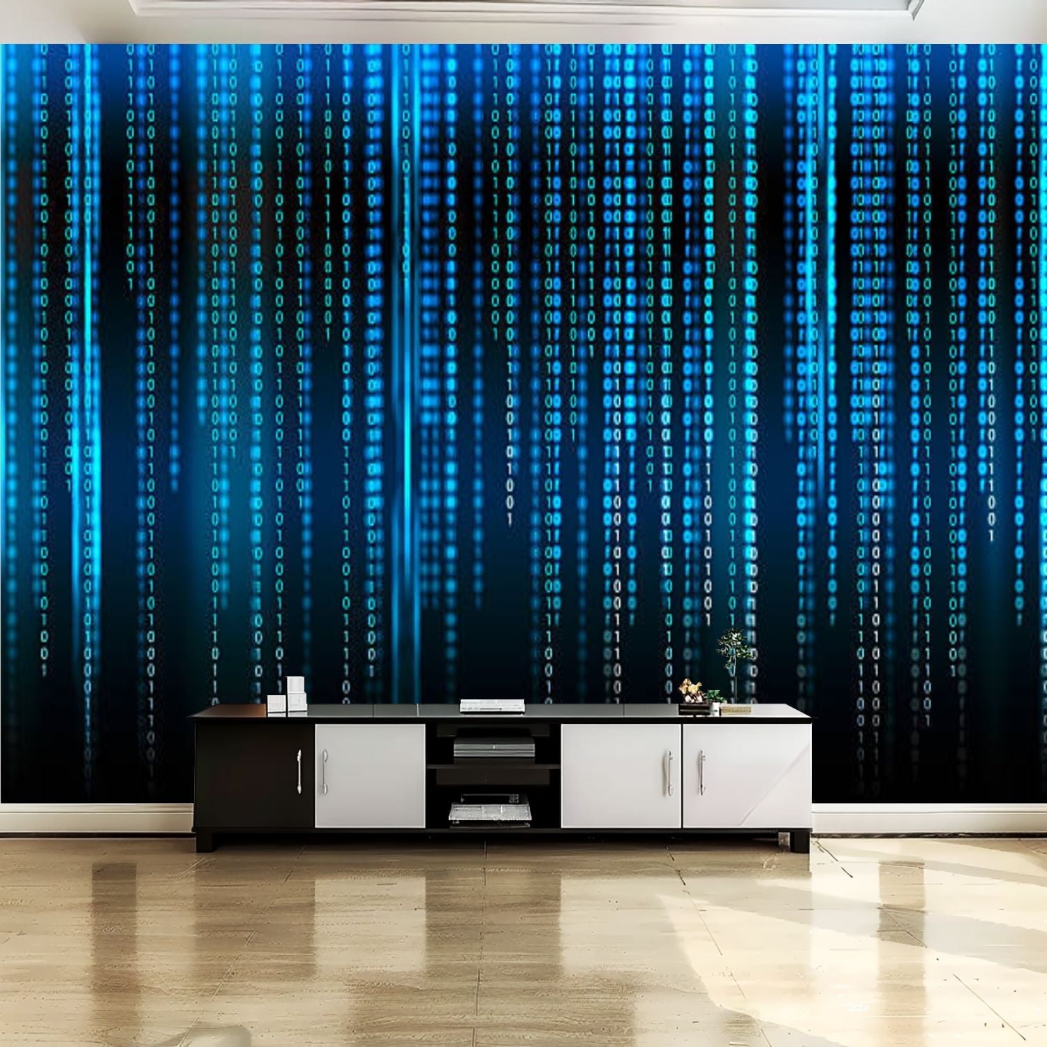 Peel and Stick Canvas Wallpaper Wall Mural binary code Wall Art Self ...