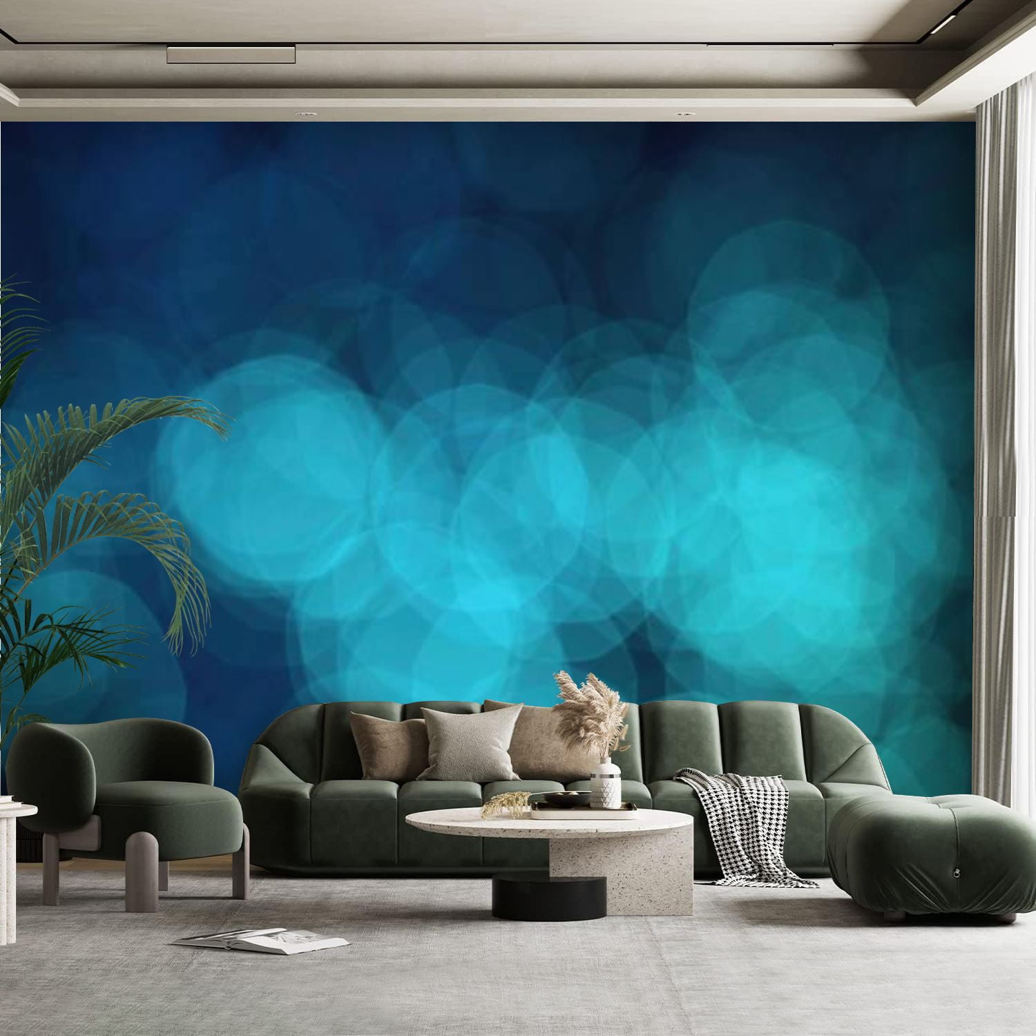 Peel and Stick Canvas Wallpaper Wall Mural blue defocused design Wall ...