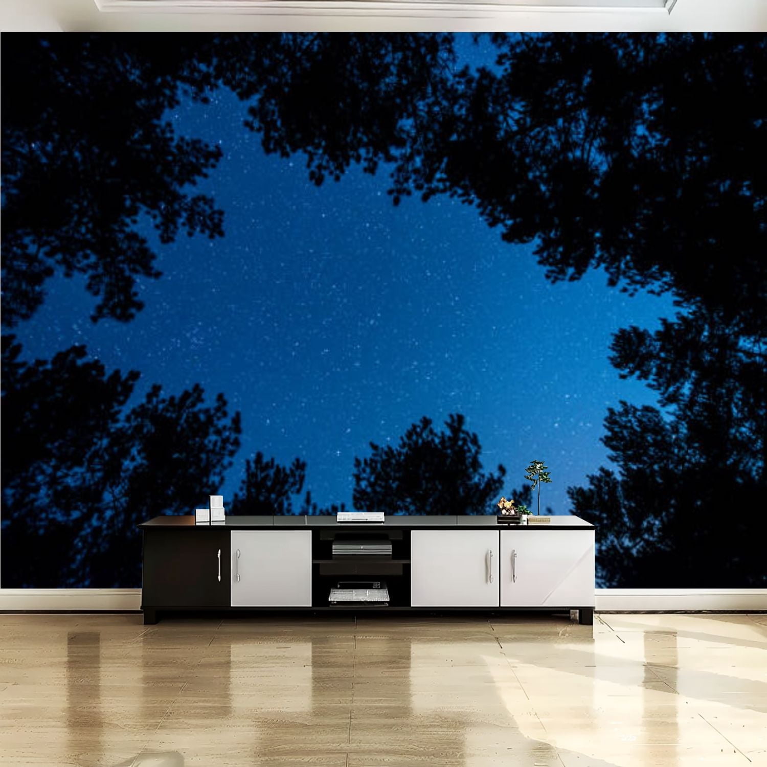 Peel and Stick Canvas Wallpaper Wall Mural bright starry sky night ...