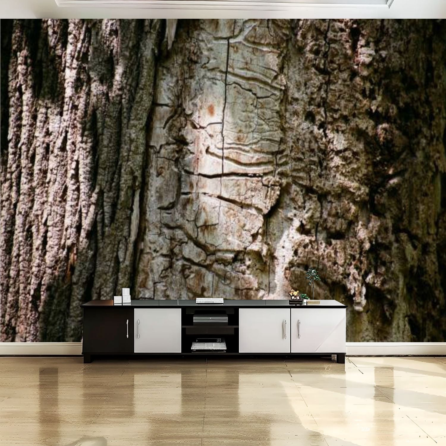 Peel and Stick Canvas Wallpaper Wall Mural close up tree trunk wood ...