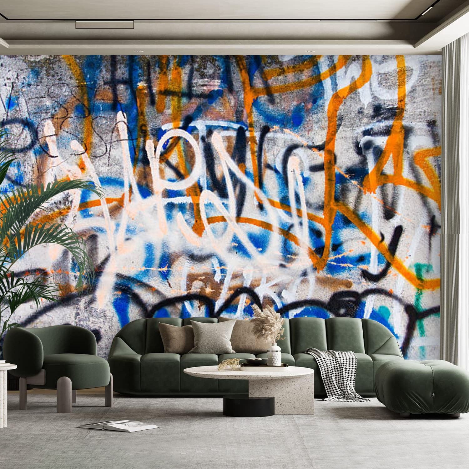 Peel and Stick Canvas Wallpaper Wall Mural graffiti wall Wall Art Self ...