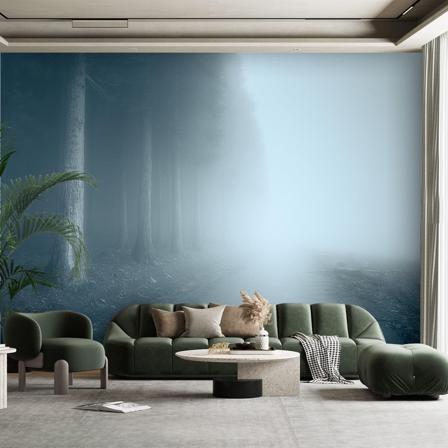 Peel and Stick Canvas Wallpaper Wall Mural moody landscape foggy road ...