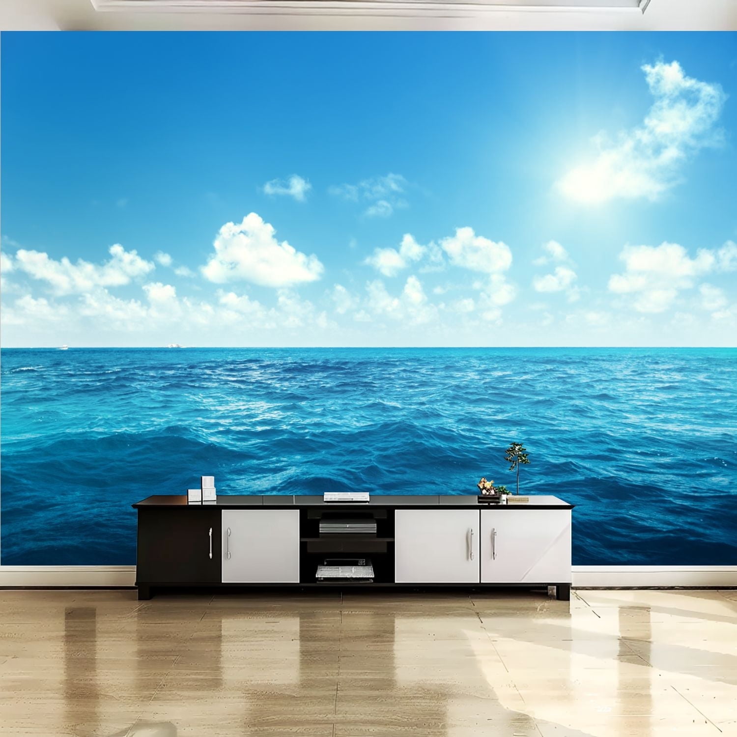 Peel and Stick Canvas Wallpaper Wall Mural sky ocean Wall Art Self ...