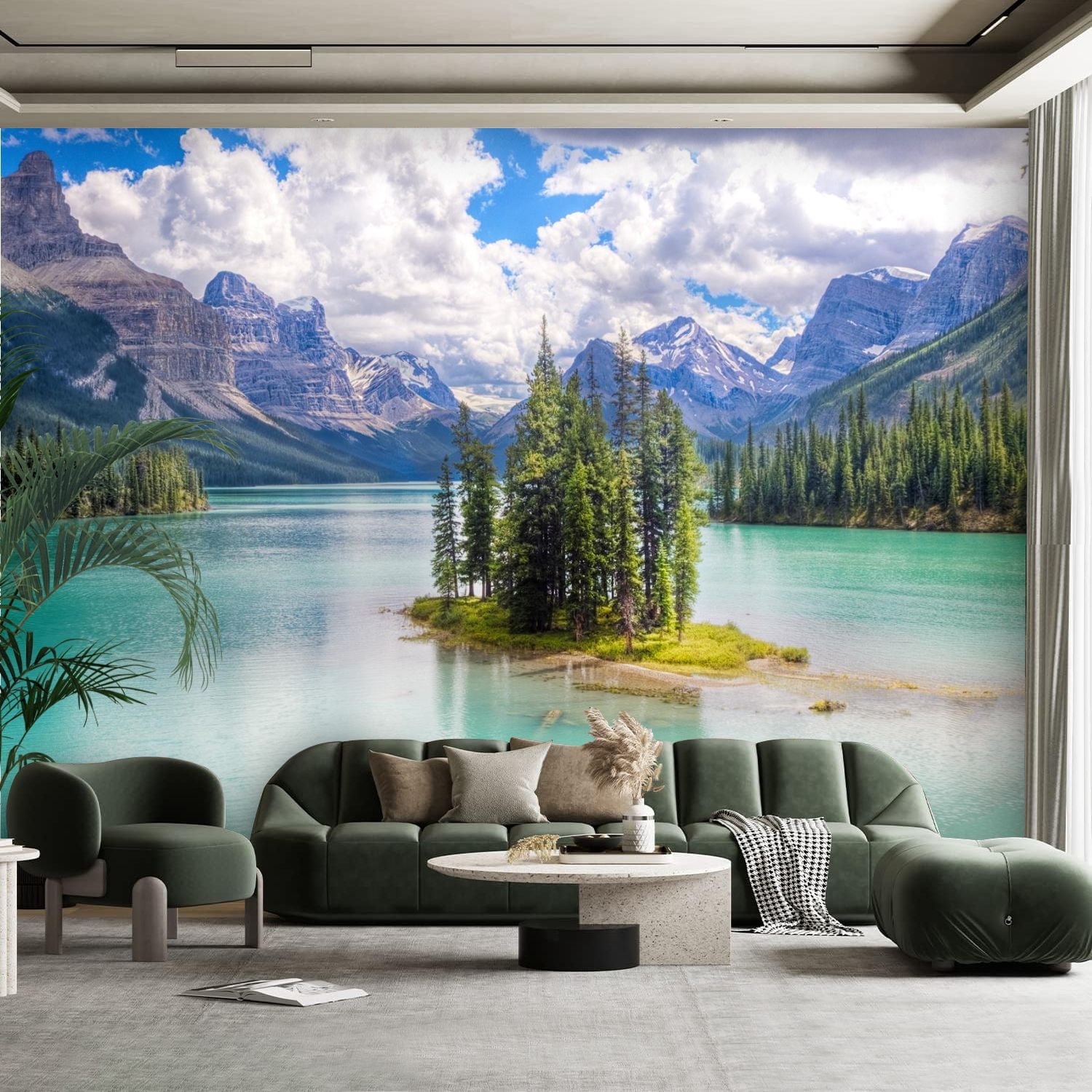 Peel and Stick Canvas Wallpaper Wall Mural spirit island mountains ...