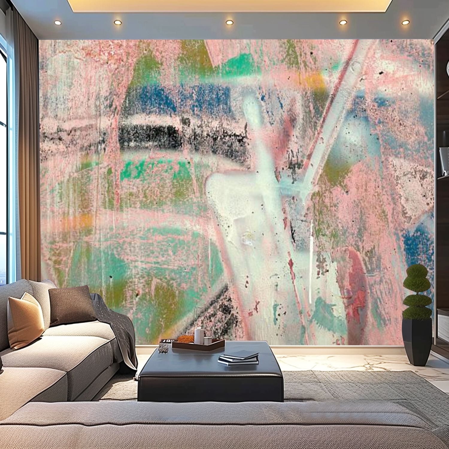 Peel and Stick Canvas Wallpaper Wall graffiti Modern Art Wall Mural ...