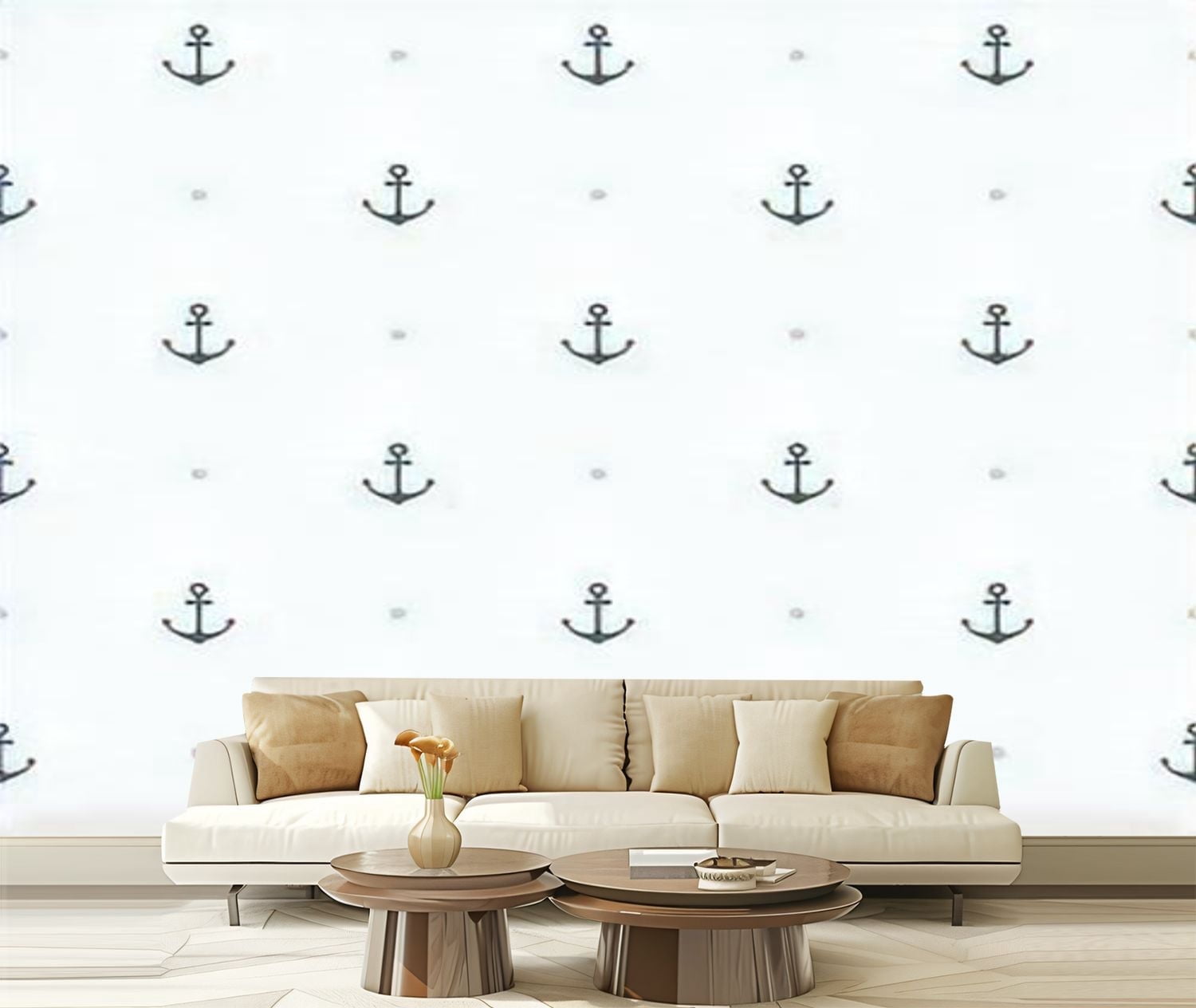 Peel and Stick Canvas Wallpaper flat sea seamless Cute anchor Modern ...