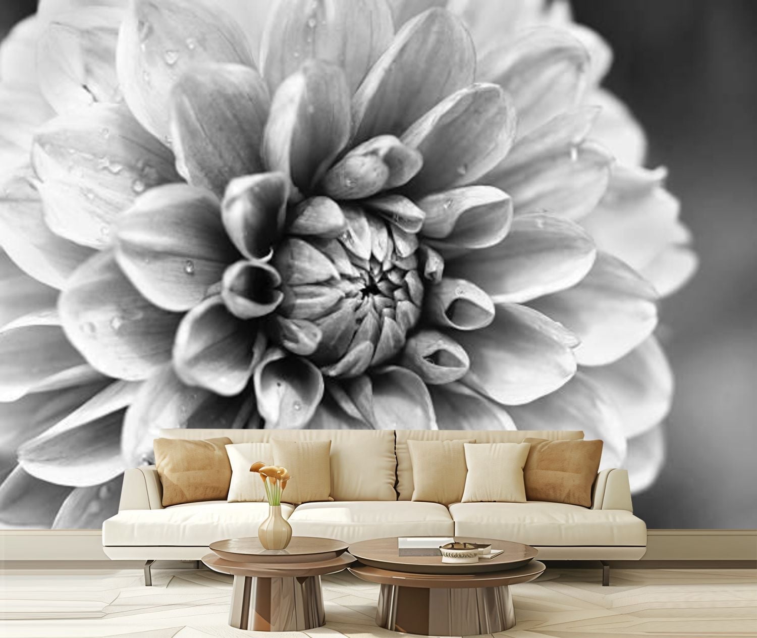 Peel and Stick Canvas Wallpaper flower Modern Art Wall Mural Decor Self ...