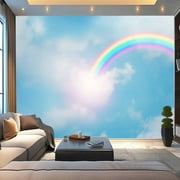 Peel and Stick Canvas Wallpaper rainbow cloudy sky Modern Art Wall Mural Decor Self Adhesive and Removable 100in x 144in
