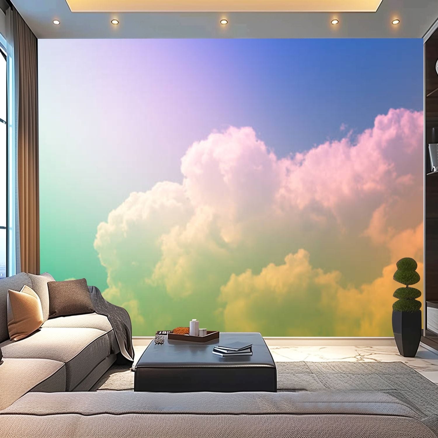Peel and Stick Canvas Wallpaper sky clouds nature Modern Art Wall Mural ...
