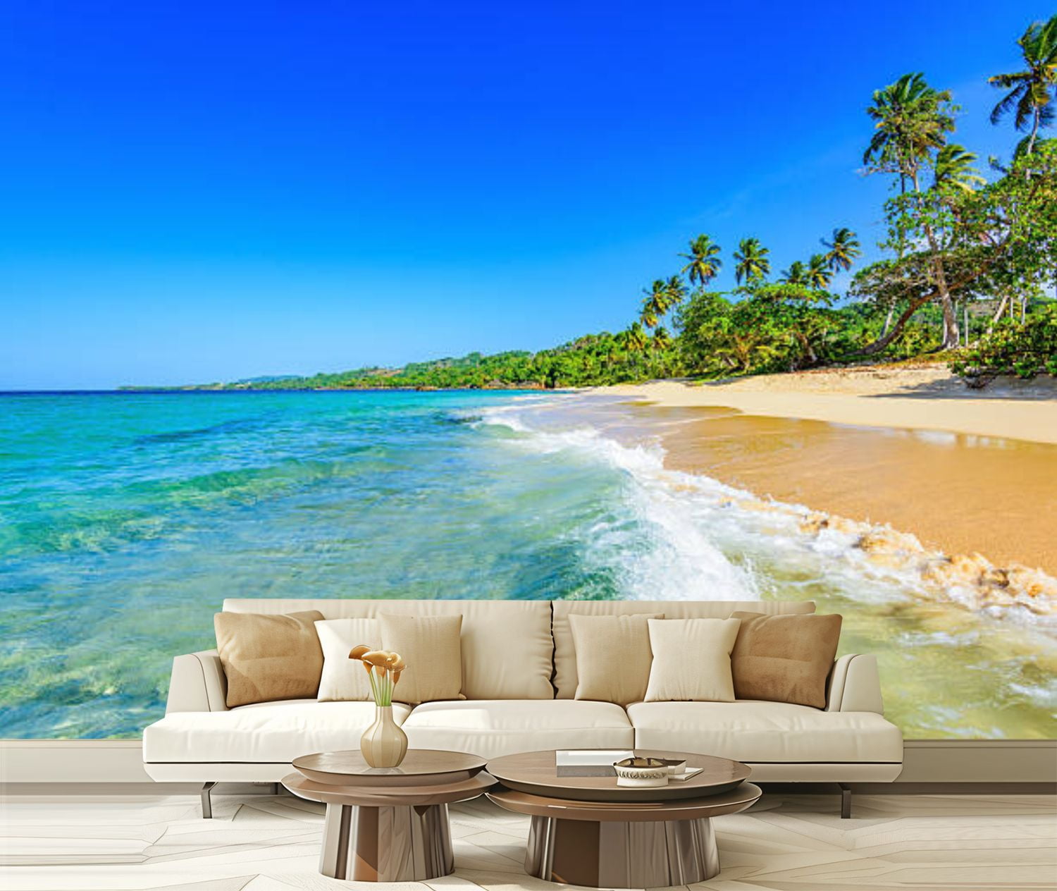 Peel and Stick Canvas Wallpaper tropical beach Modern Art Wall Mural ...