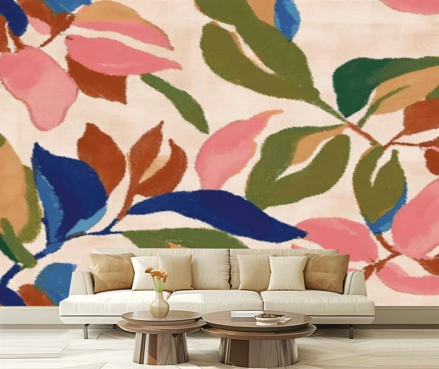 Peel and Stick Canvas Wallpaper tropical leaves palm seamless print ...