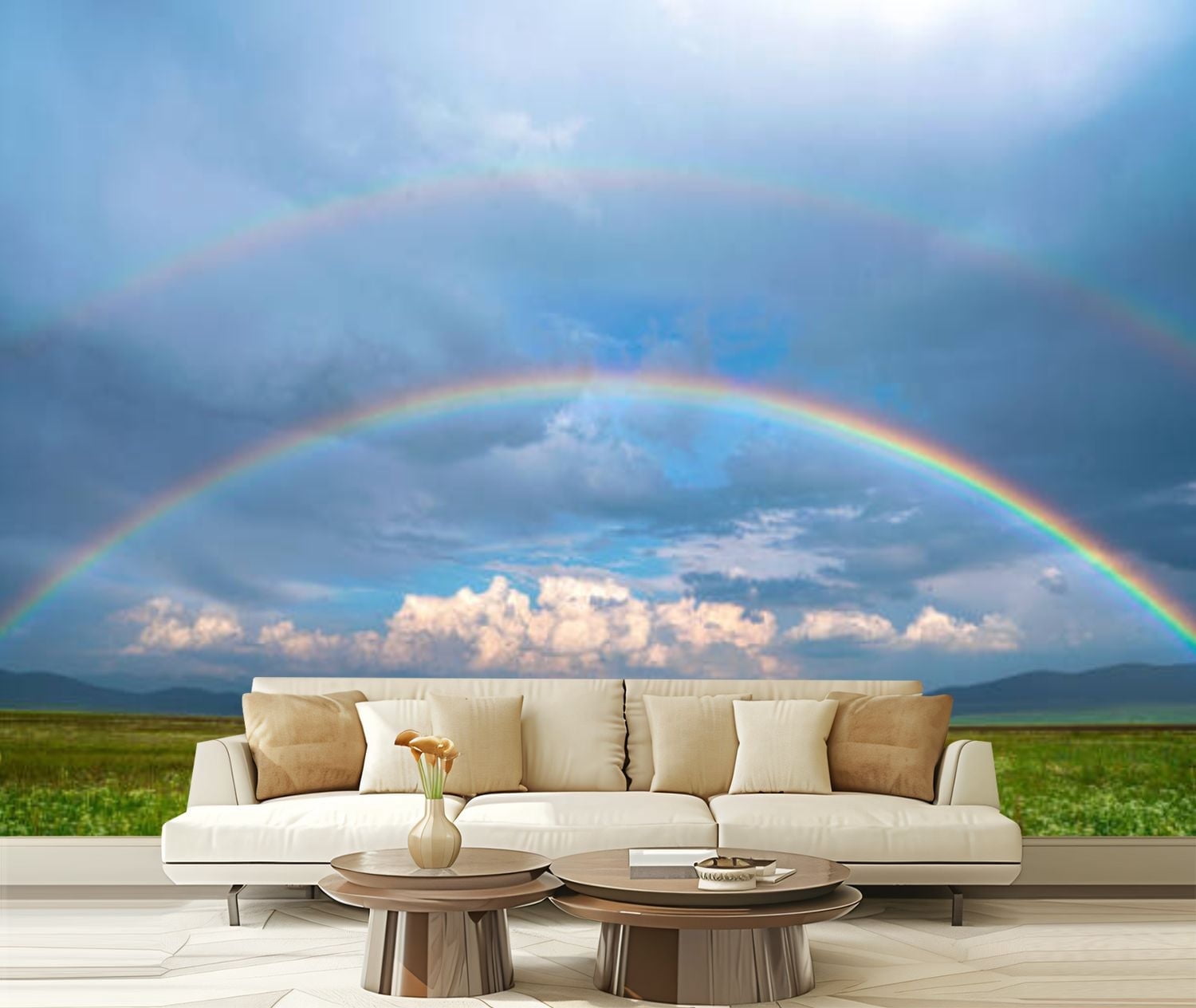 Peel and Stick Canvas Wallpaper two consecutive rainbow gorgeous ...
