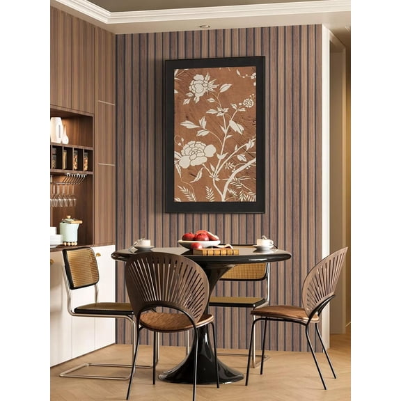 Peel and Stick Faux Wood Wallpaper, Brown Shiplap Wood Slat Contact Paper, Removable Self Adhesive Wall Covering for Cabinets and Drawer Makeover