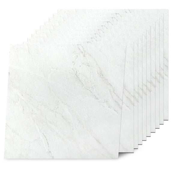 Peel and Stick Floor Tile 32 Sq.Ft Coverage 32-Pack Ivory White 12" x 12" Vinyl Floor Tiles Self Adhesive Waterproof Perfect for DIY Projects