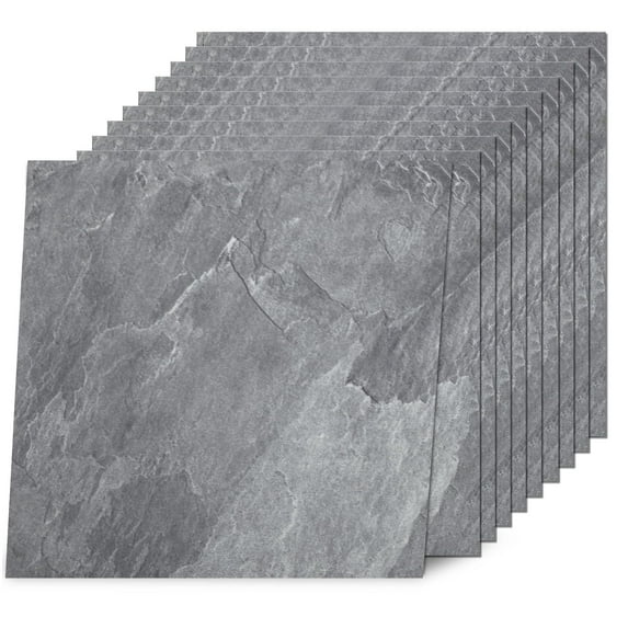 Peel and Stick Floor Tile 32 Sq.Ft Coverage 32-Pack Stone Gray 12" x 12" Vinyl Floor Tiles Self Adhesive Waterproof Perfect for DIY Projects
