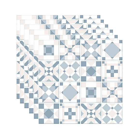 Peel and Stick Floor Tile - 6-Pack 20x20 cm PVC Plaid Pattern Stickers for Kitchen, Bathroom, Wall and Floor