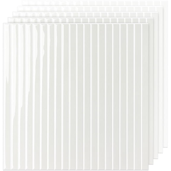Peel and Stick Linear Backsplash Tiles, 5 Pack, 12 x 12 in, Stone White