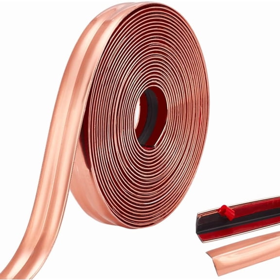 Peel and Stick Molding Trim Flexible Self-Adhesive Wider Decorative Strip Rose Gold Waterproof Wall Tile for Ceiling Floor Tables Cabinet Tile Coral