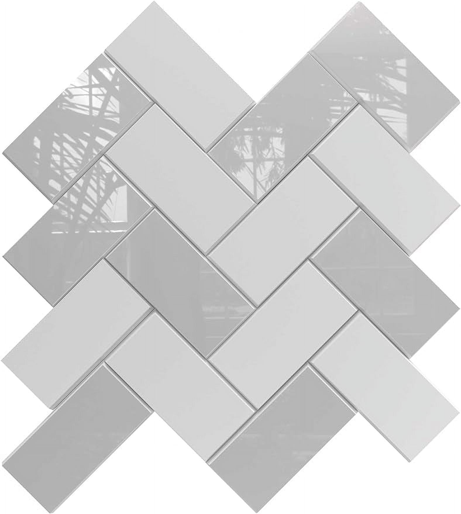 Peel and Stick PVC Composite Gray Herringbone Subway Tile Backsplash