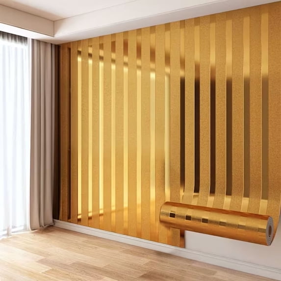 Peel and Stick PVC Slat Wall Panel 118"x15.75" Self-Adhesive Mirror-Finish Wallpaper Wall Panels for Living Room Bathroom and Kitchen