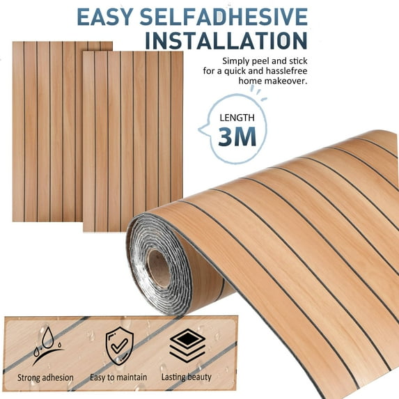 Peel and Stick PVC Slat Wall Panel,15.7"x98" Self-Adhesive Thick Faux Wood Grain Wallpaper Panel 3D Soundproof Wall Panels