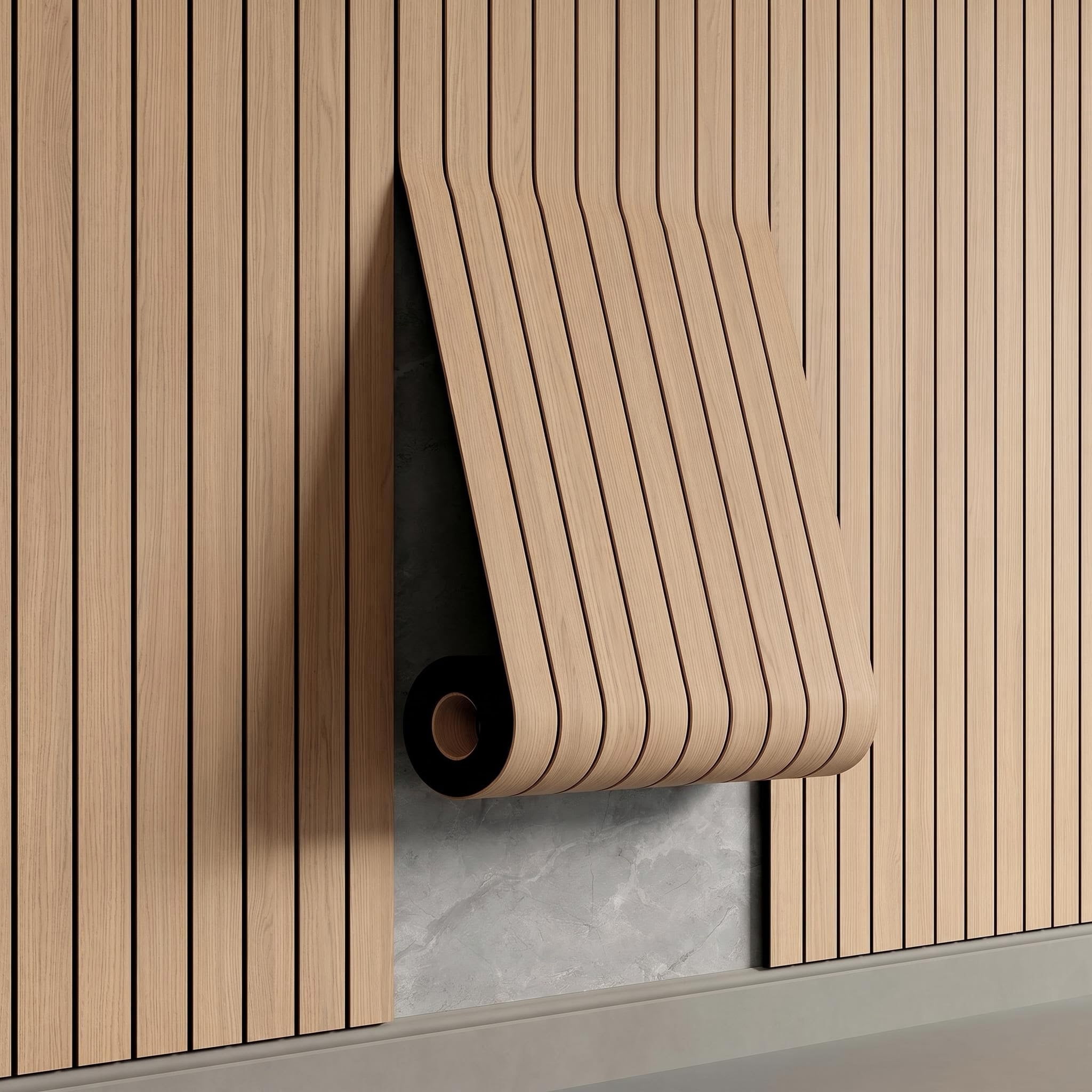 Peel and Stick PVC Slat Wall Panel 118"x15.75" Self-Adhesive Thick Faux Oak Wood Grain Wallpaper Panel 3D Soundproof Wall Panels for Walls & Ceilings