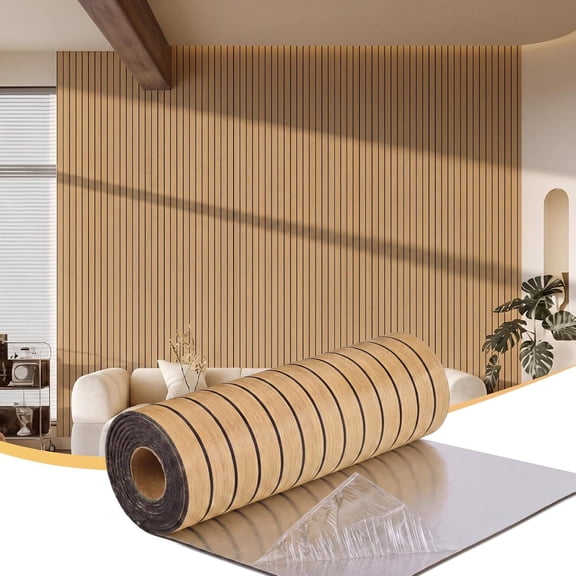 Peel and Stick PVC Wood Slat Wall Panel Decor 118" x 15.75", Oak