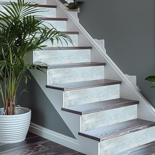 Papier Peint Adhésif 3D – Contremarches D'escalier – Effet Brique Bleue ZHU065 – Neuf