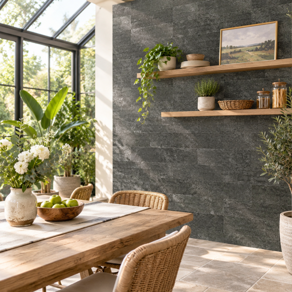 Peel and Stick Subway Tiles, Light Black Slate, 22-pack, 6x12 Inch Textured Backsplash