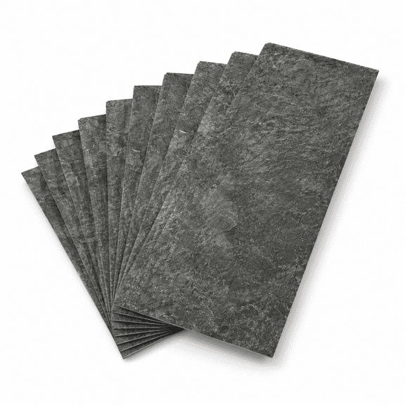 Peel and Stick Subway Wall Tiles, Light Black Slate, 40-pack, 3x12 Inch Textured PVC