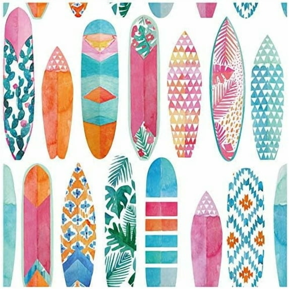 Peel and Stick Surfboard Wallpaper Fancy Trellis White/Pink/Blue Removable Mural for Baby Bedroom Decorations 17.7in x 118in