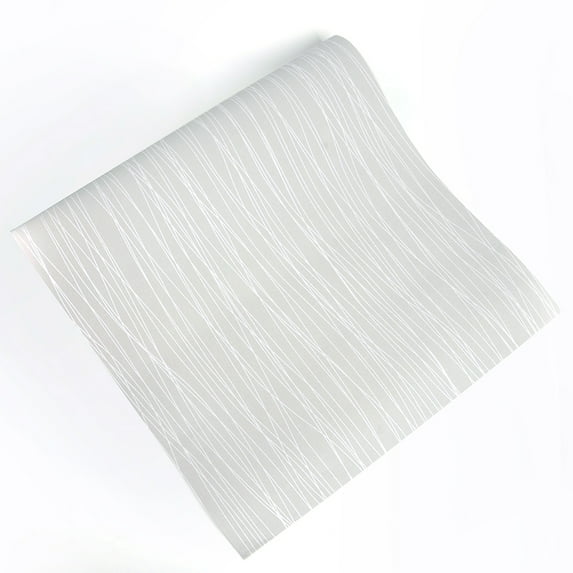 Peel and Stick Textured Wallpaper Non-Woven Classic Plain Stripe Moonlight Forest Grey Wallpaper 23.62in X 393.7in