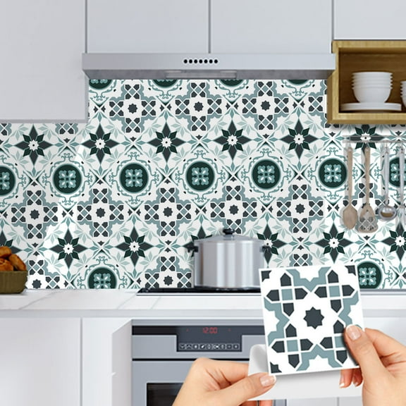 Peel and Stick Tile Stickers Vinyl Self-Adhesive Backsplash for Kitchen & Bathroom Water-Resistant & Removable Tile Decals for Instant Makeover 9Pcs