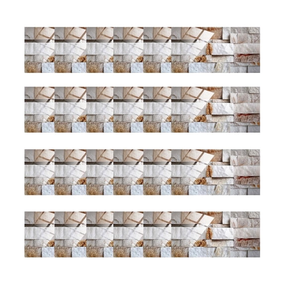 Peel and Stick Tiles, Gaqring Brick Pattern Ceramic Wall Stickers, Self-Adhesive Waterproof Kitchen Backsplash 24 Sheets Easy DIY Installation