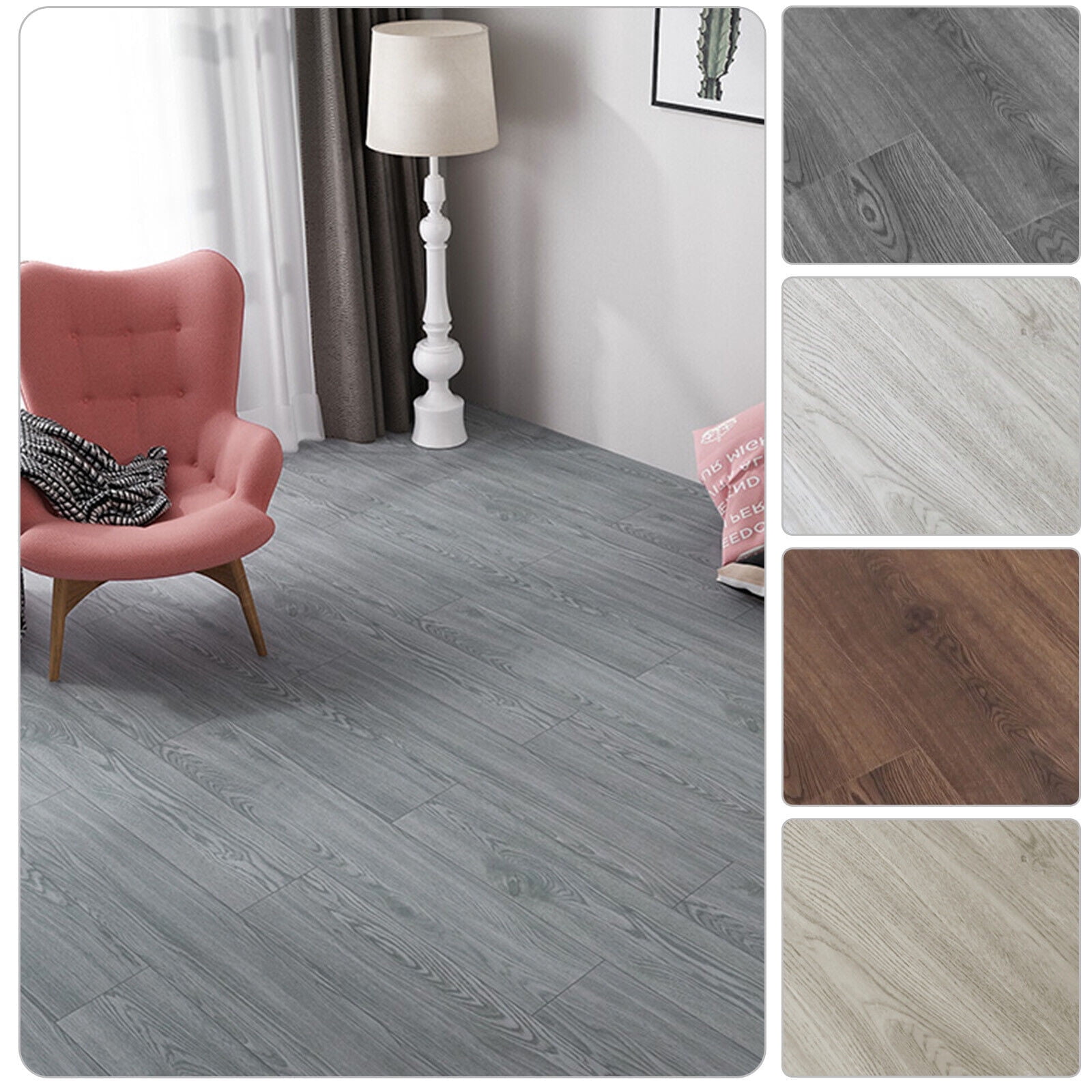 Peel and Stick Vinyl Floor Tile 2MM Thick 36"x6" (36PCS Cover 54 Sq.F) Self-Adhesive Waterproof Natural Wood Grain DIY Flooring Planks for Kitchen Dinning Room Home Decoration