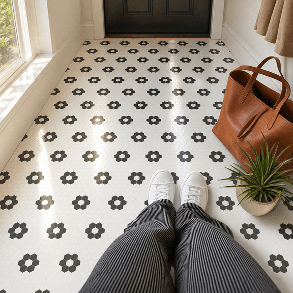 Peel and Stick Vinyl Floor Tile White 7.87x7.87 Inch 20 Count for Bathroom Kitchen Bedroom