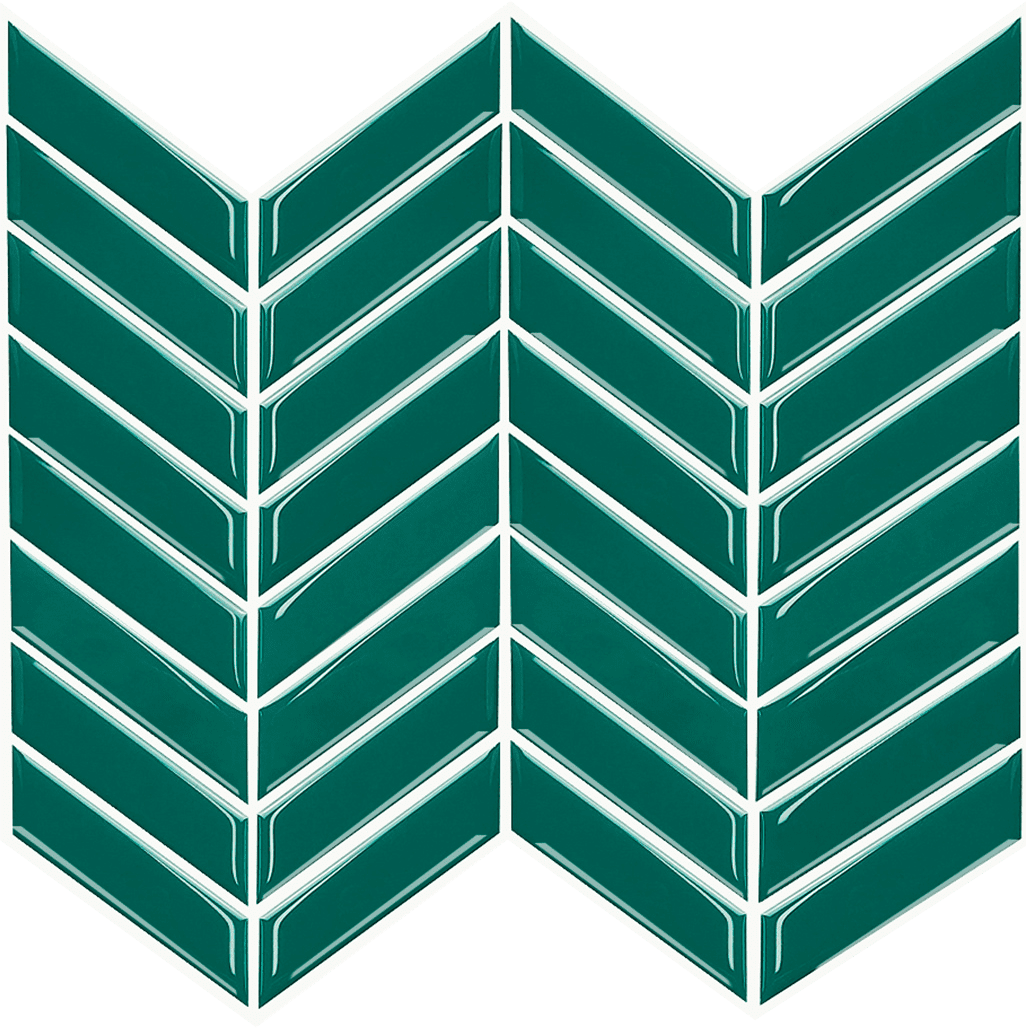 Peel and Stick Vinyl Green Bold Tile Backsplash 10 x 10inch (10 tiles