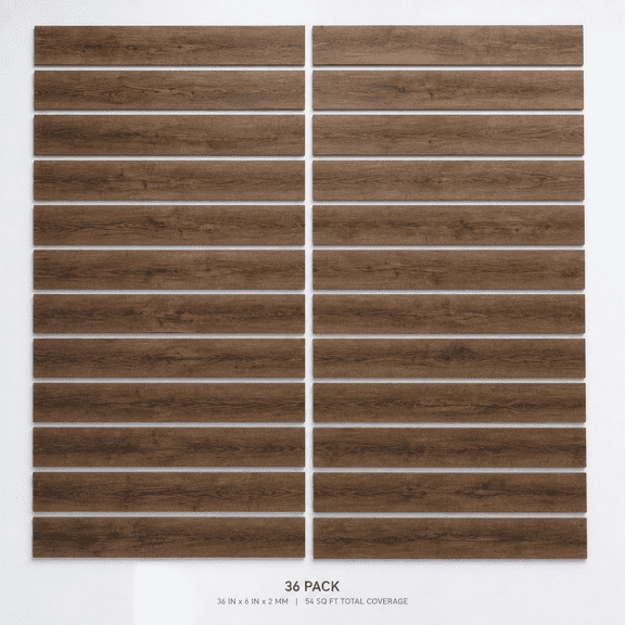 Peel and Stick Vinyl Plank Flooring Smoked Brown 36 x 6 inches 36-pack